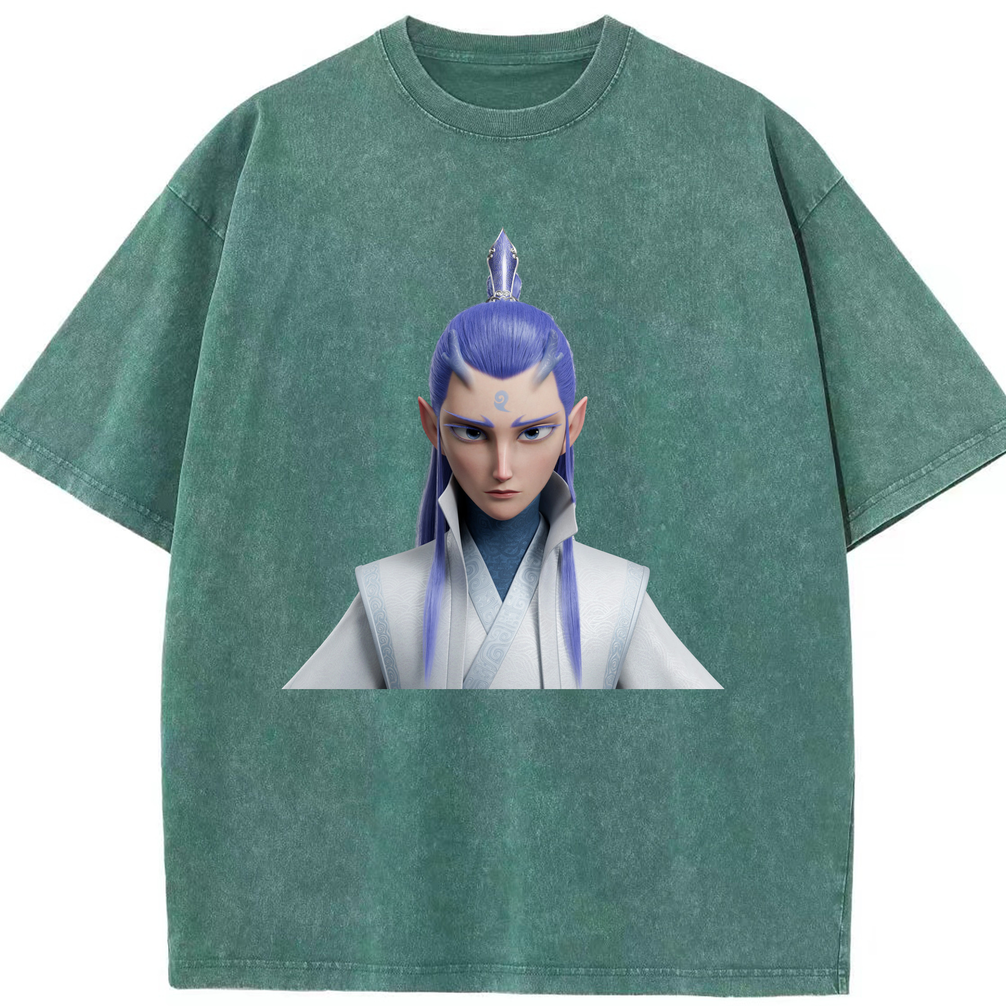 （画像用） Ne Zha 2 ナタ 魔童の大暴れ 綿100% ヴィンテージ風 半袖Tシャツ（フロントプリント）